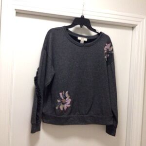 Vintage America Ruffles Flower Embroidered Beaded Sweater